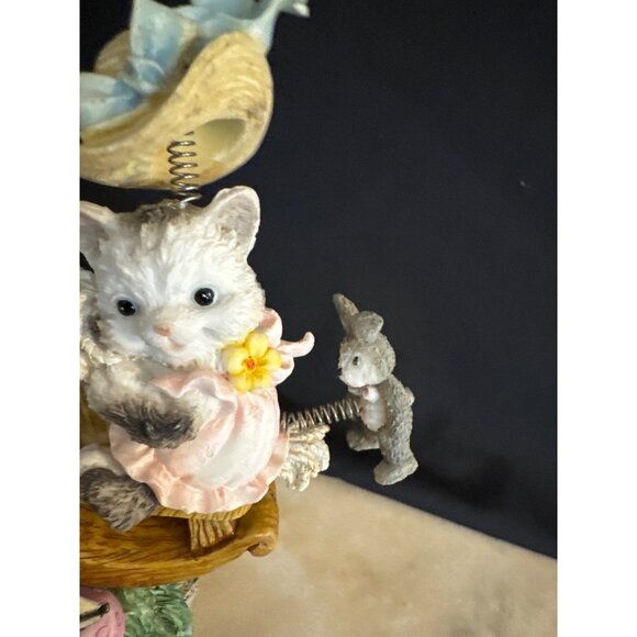 Westland 1997 $4086 Cat Rocking Kitty Figurine On Rocking Chair Spring Decor Bun - Picture 2 of 7